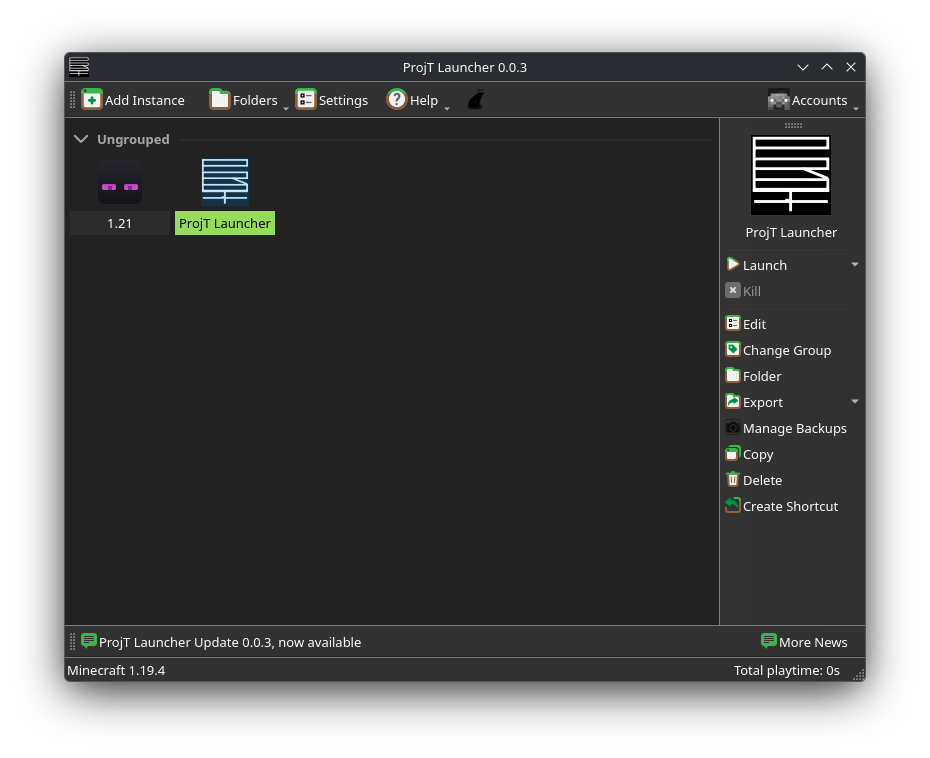 ProjT Launcher Screenshot