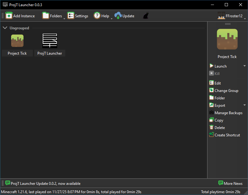 ProjT Launcher Main Window